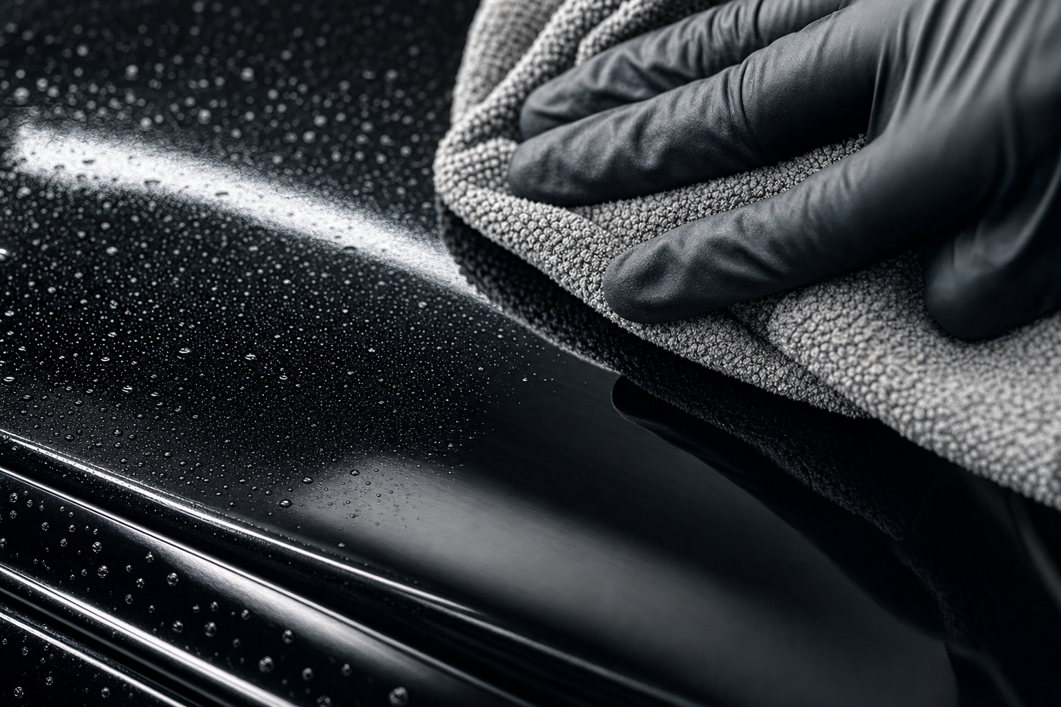 Buffing glossy car paint to a mirror shine