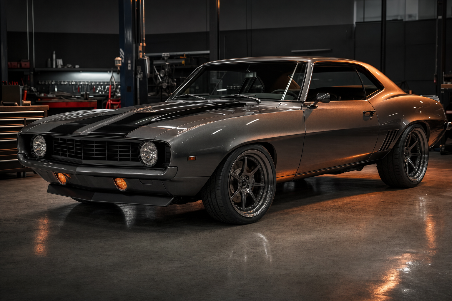 Custom car restoration in the shop